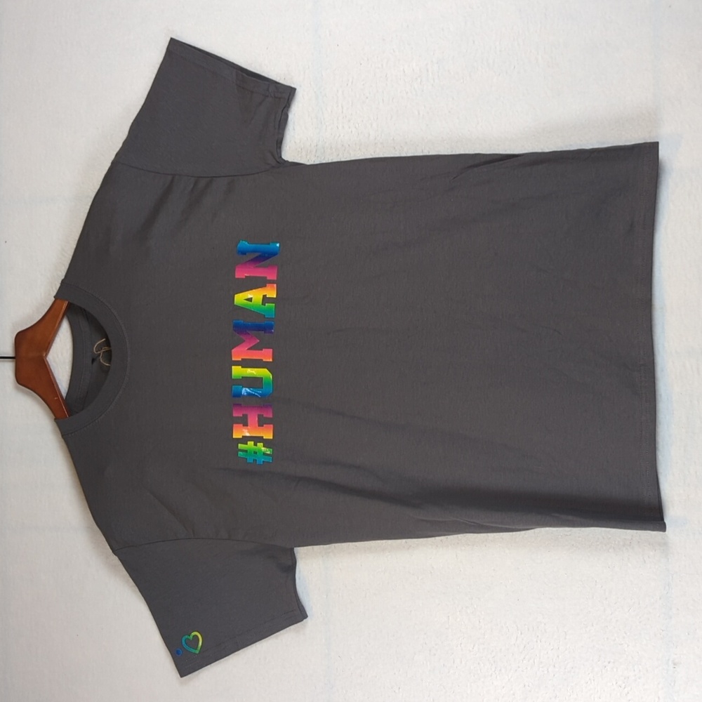 #HUMAN Rainbow Pride Grey Unisex‎ Short Sleeve Shirt M
